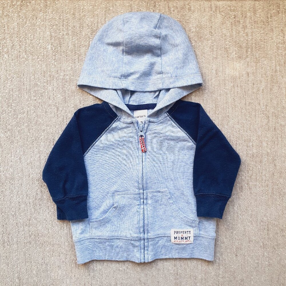 Blue and Navy Carter's Zip Hoodie Sweatshirt Size 3 Months